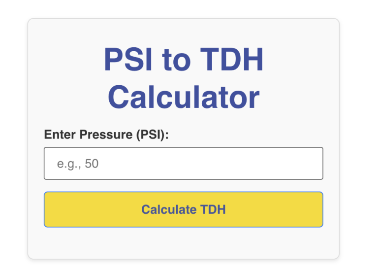 psi to tdh calculator