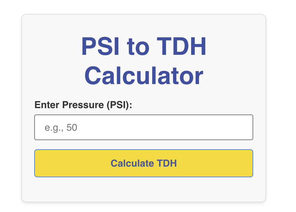 psi to tdh calculator