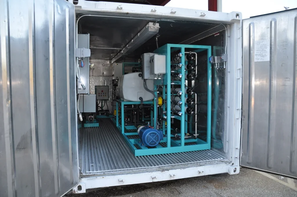 Containerized seawater desalination units