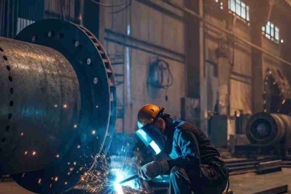 a highly detailed industrial workshop scene with a a highly detailed industrial workshop scene with a